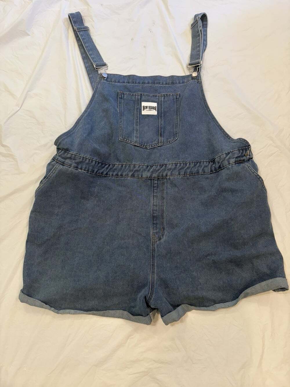 SHEIN Curve Denim Short Overalls Blue Med Wash Waist 6XL (48”x3”)